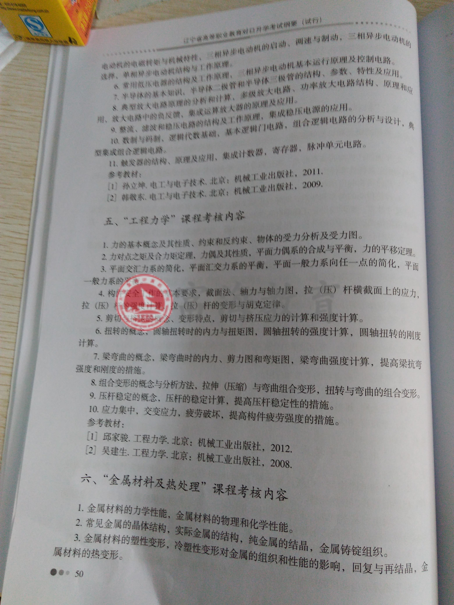 2017年辽宁专升本机械自动化专业考试纲要（试行）5