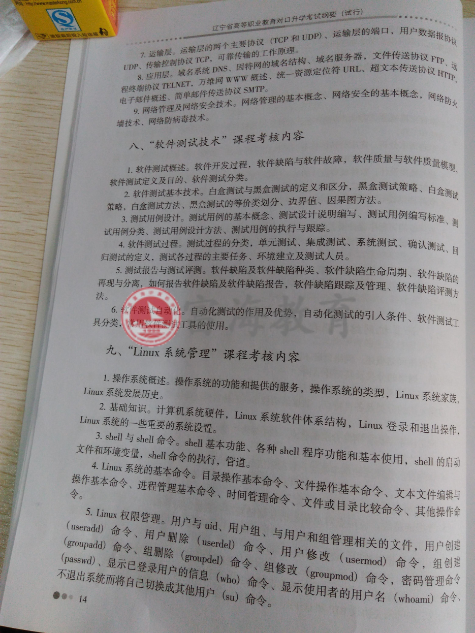 2017年辽宁专升本软件技术专业考试纲要（试行）5