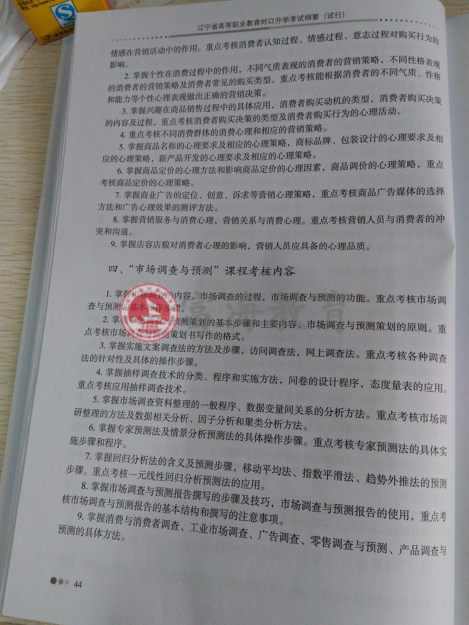 2017年辽宁专升本市场营销专业考试纲要（试行）3